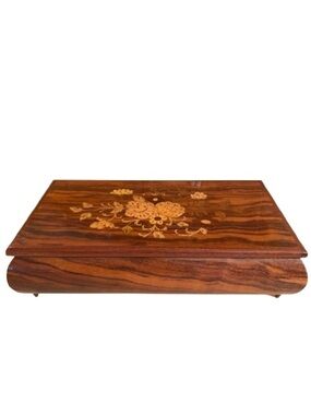 Vintage Sorrento Italian Music Box Floral Marquetry Plays The Godfather MCM